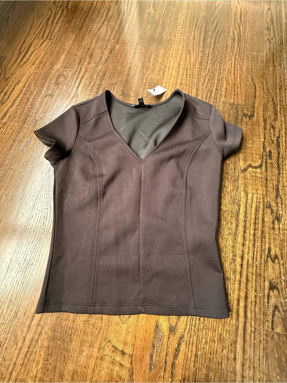 Banana Republic Short Sleeve V-Neck Top - Dark Brown